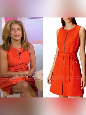 Karen Millen Orange Sleeveless Zip-Front Mini Dress with Tie Belt NWOT